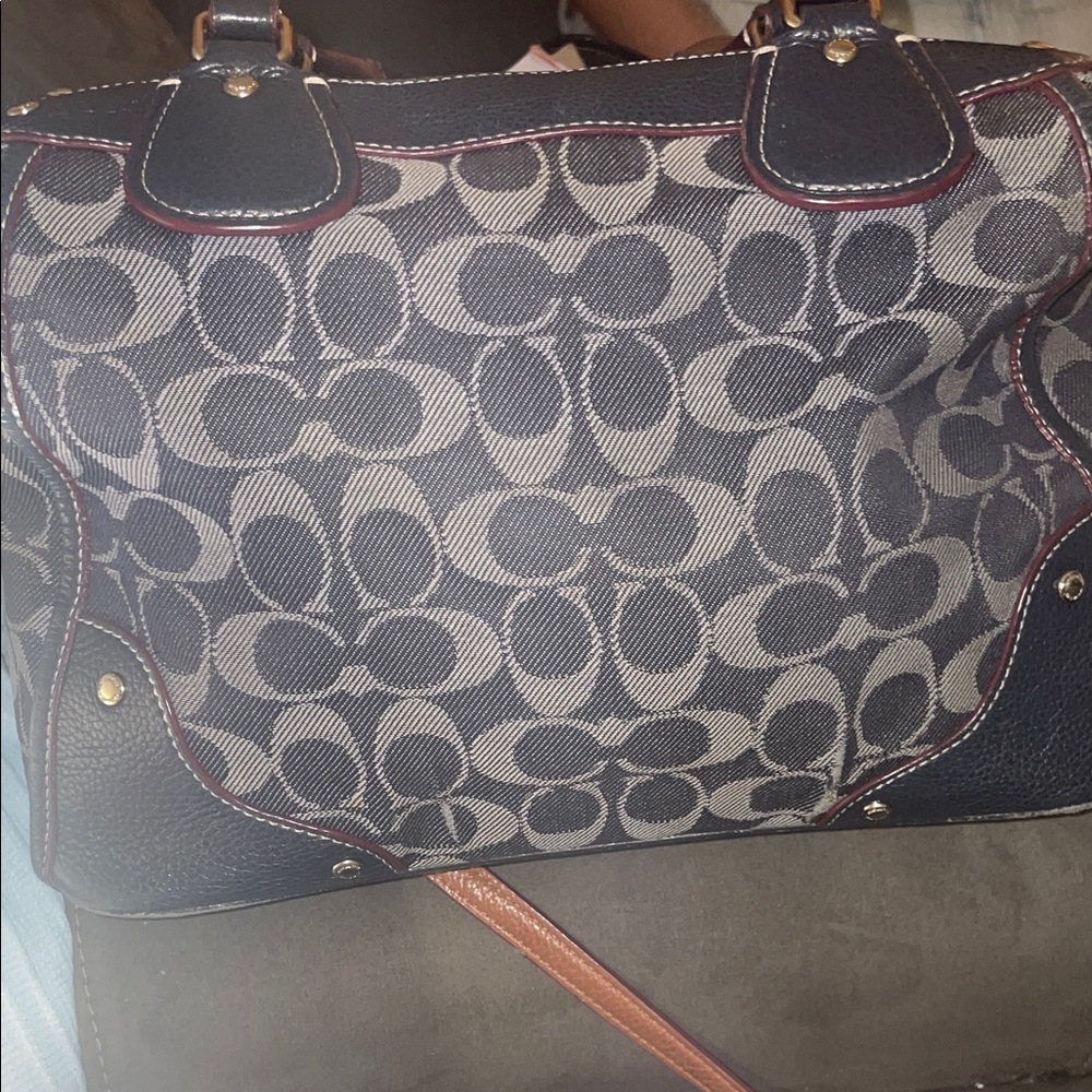 Coach Mickie Satchel  Signature C Denim and Leather Trim GUC - Picture 6 of 16